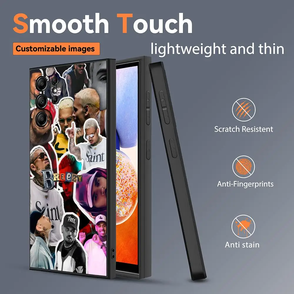 Singer C-Chris Brown Rapper Phone Case For Samsung Galaxy S25 S24 S22 S23 Ultra S21 S20 Plus Frosted Full Cover Soft Case
