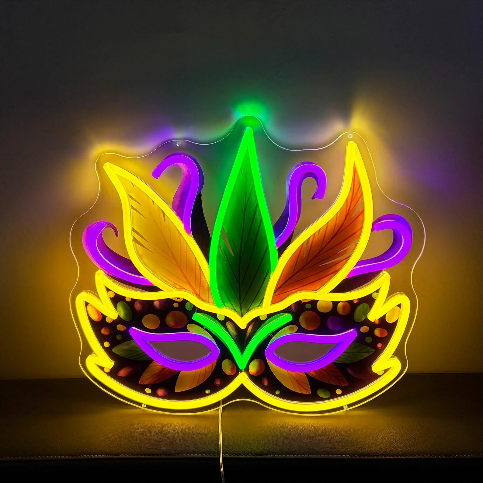 Masquerade Carnival Mask Neon Sign,Mardi Gras Led Wall Art,Louisiana Fleur De Lis Party Decor,Mardi Gras Decor,Fleur De Lis Neon