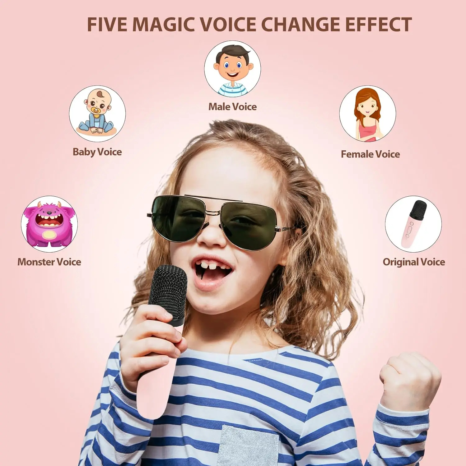 GAMINJA Mini Karaoke Machine With Wireless Microphone Suitable For Children And Adults Portable Bluetooth Speaker With LED Light