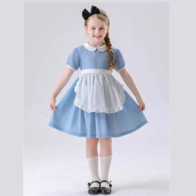 

2024 New Alice Cosplay Costume Blue Sweet Dr Maid orm loween Performance Clothes for Girls Polyester Fiber 00%
