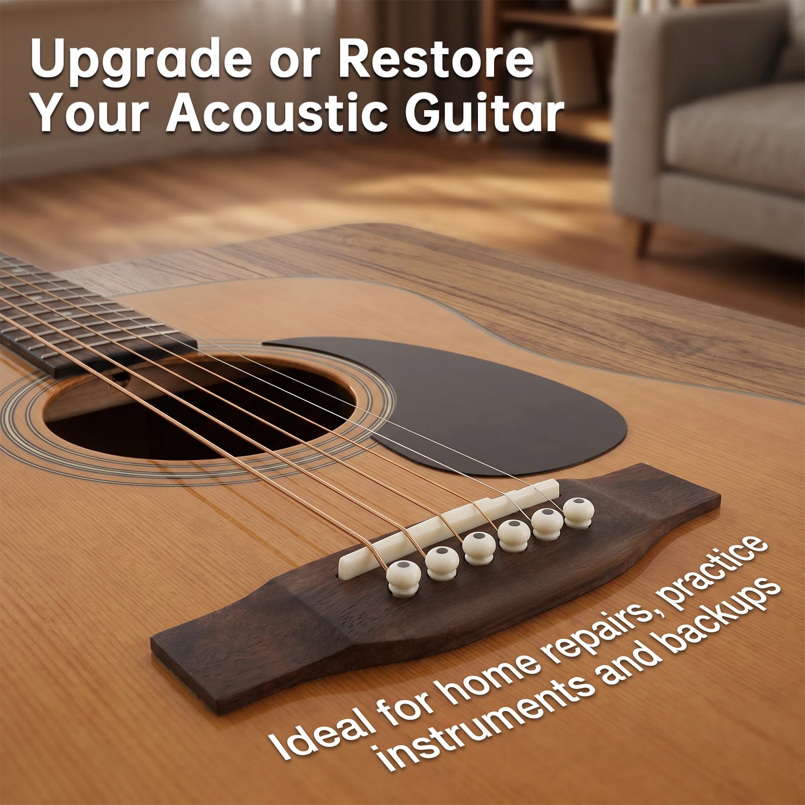 17 pcs 6 String Acoustic Guitar Rosewood Bridge Saddle Nut Pins Set for Guitar Repair Tool Pins Kit Bridge Replacement Parts