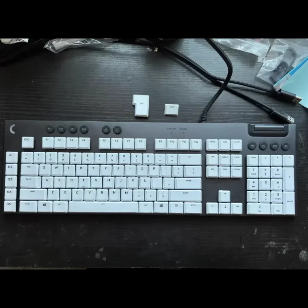 GEFENSI Replacement Keycaps For Logitech Mechanical Keyboard, Replacement Parts, Black And White, G815, 813, G915, 913, TKL
