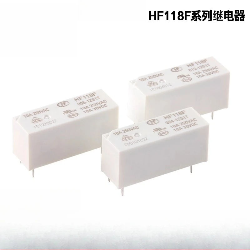 10PCS HF118F Power Relay 5 Pin DC5V/12V/24V 10A PCB Electronic Control Switch Relay Parts
