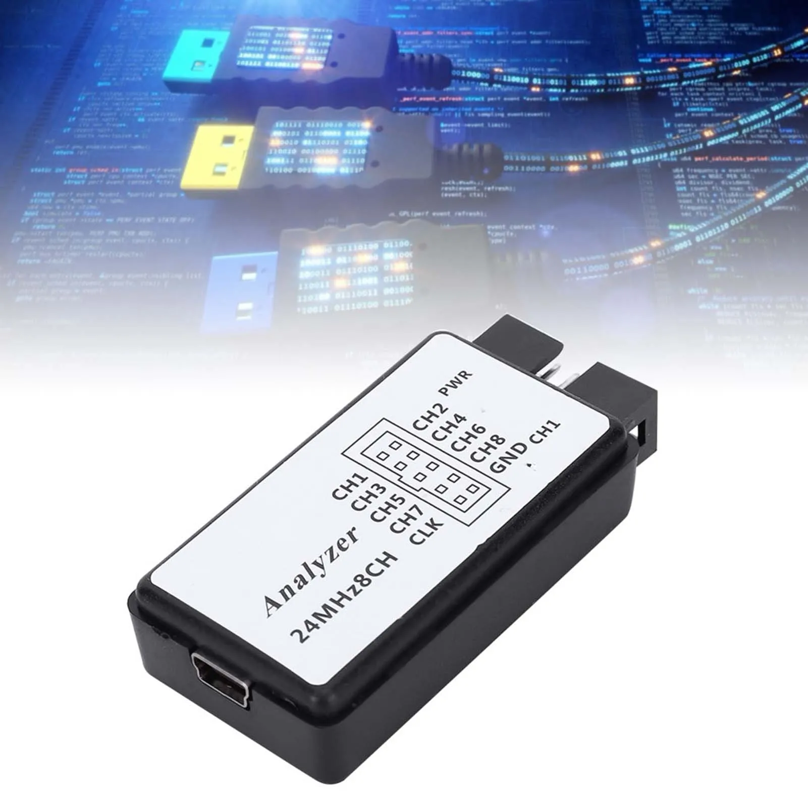 USB Logic Analyzer Device Set Mini Digital  Size 8 Channel Input Memory 24MHz Logic Analyzer Device USB Logic Analyzer