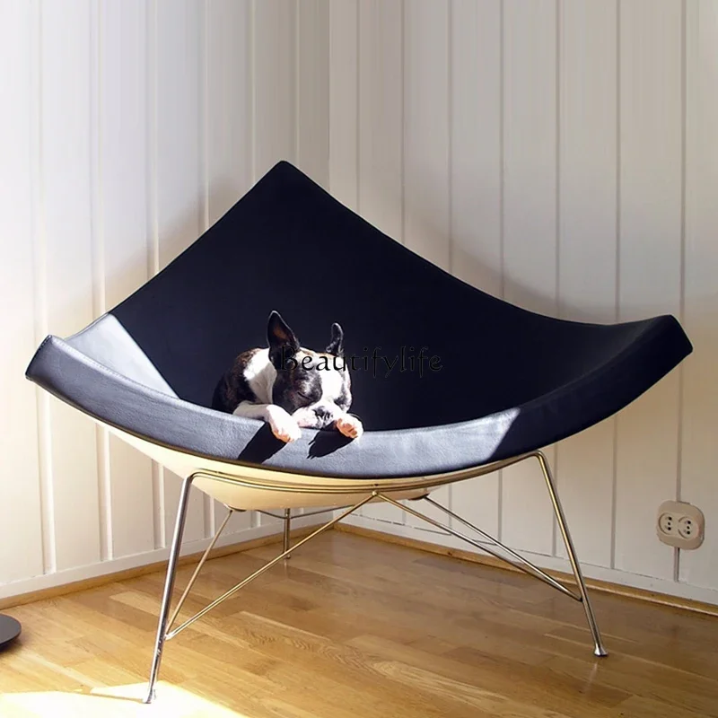 05-Coconut shell leather lounge chair designer creative coconut triangle single sofa chair