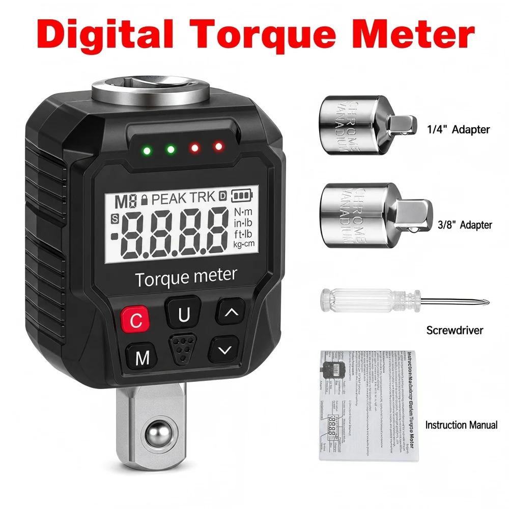 17-340Nm Digital Torque Wrench Adapter 1/4 3/8 Inch Electronic Torque Meter Converter With LCD Display Precision Tool