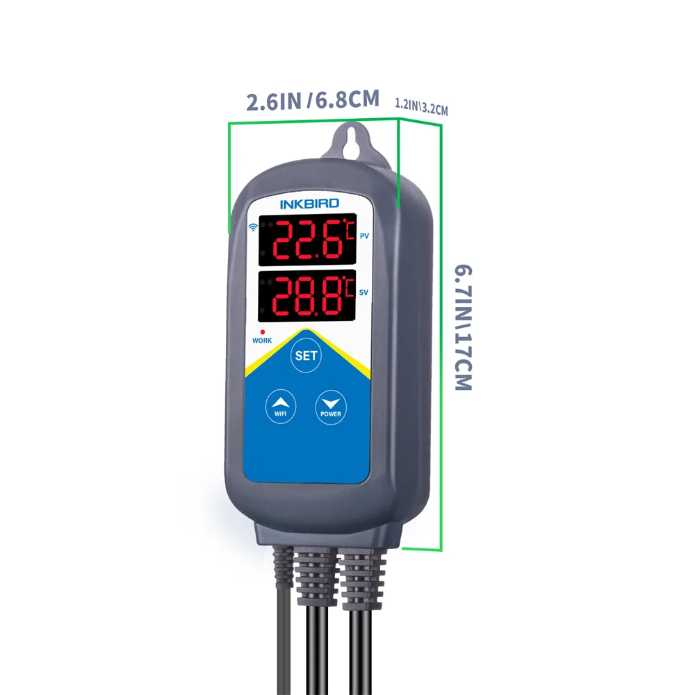 Imagem -02 - Inkbird Itc306a-wifi Aquário Controlador de Temperatura Dupla Soquetes Termômetro Aplicativo Notificação para Tanque de Peixes Água Terrário