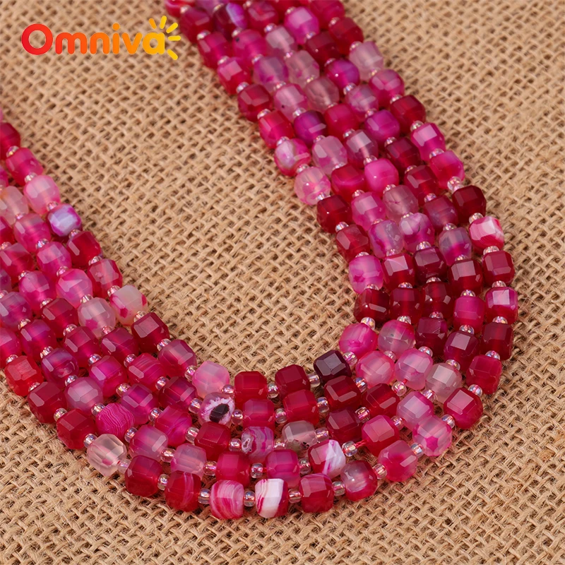 Faceted Rose red line agate Natural stone Handmade beads DIY Woman Accessories charm Bracelets For Making 15''Wholesale 6/8/10MM