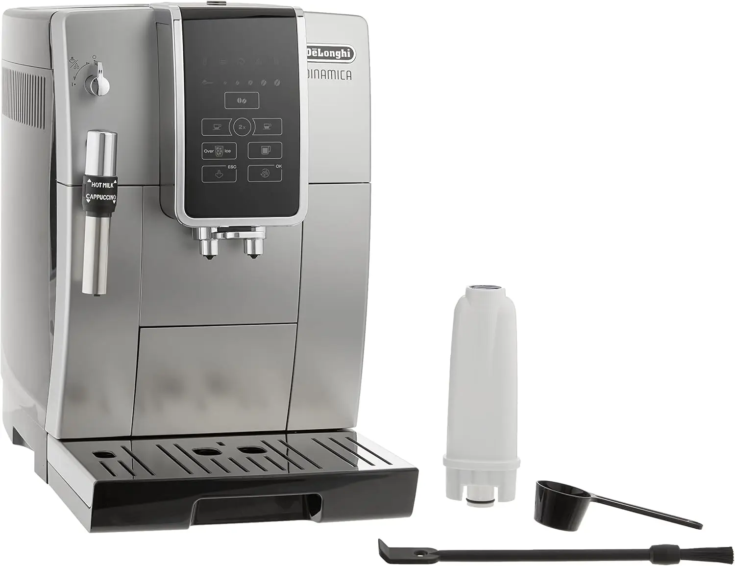 America Dinamica Fully Automatic Coffee and Espresso Machine with Premium Adjustable Frother, Stainless Steel, ECAM350