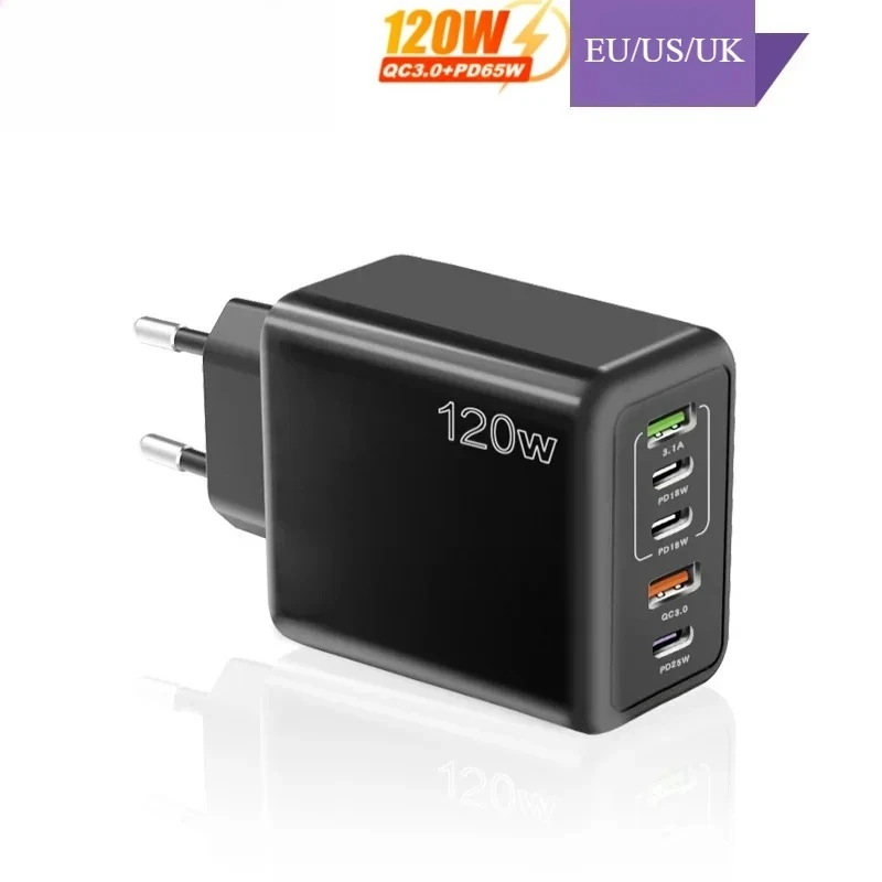 120W Multi ports USB C Charger Fast Charging Type C Phone Charger For iPhone 16 15 Samsung S24 Xiaomi 14 Huawei PD Wall Chargers
