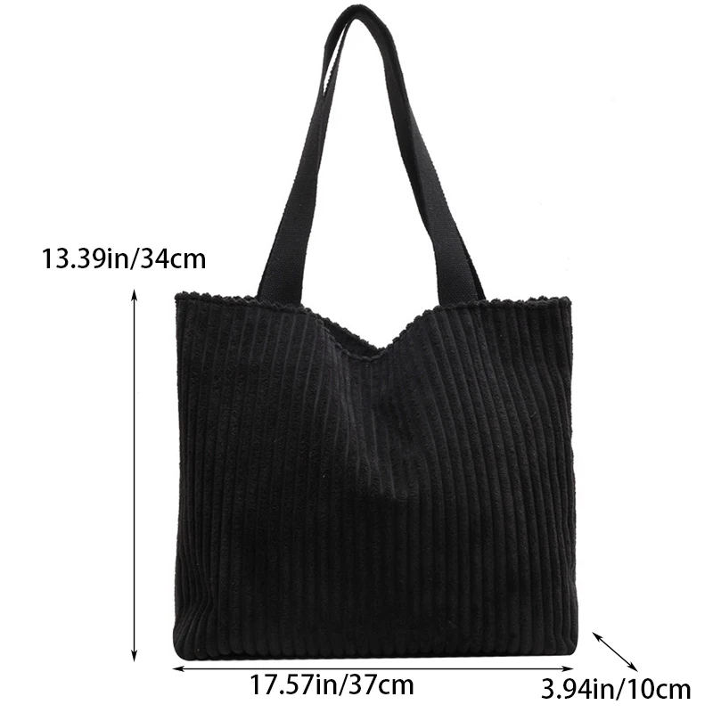 Women's Bag Corduroy Large Capacity Commuting Women's Tote Bag Zipper Students Handbag Shopping