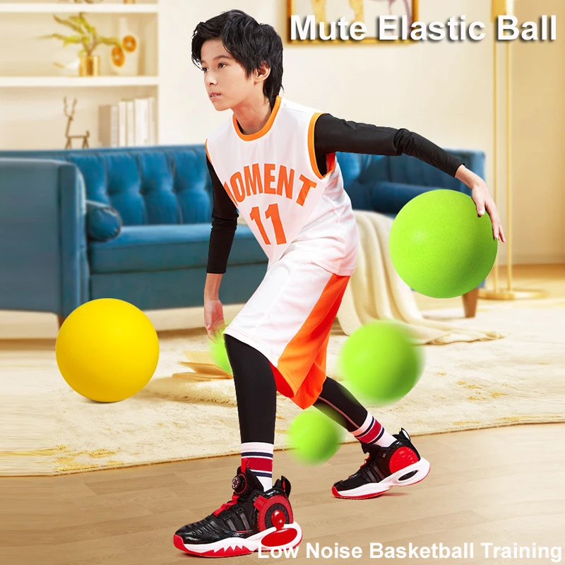 Kids Mute Elastic Ball Silent Bouncy Ball Dodge Game Clapping Ball with Low Noise Basketball Training Parent Child Interaction