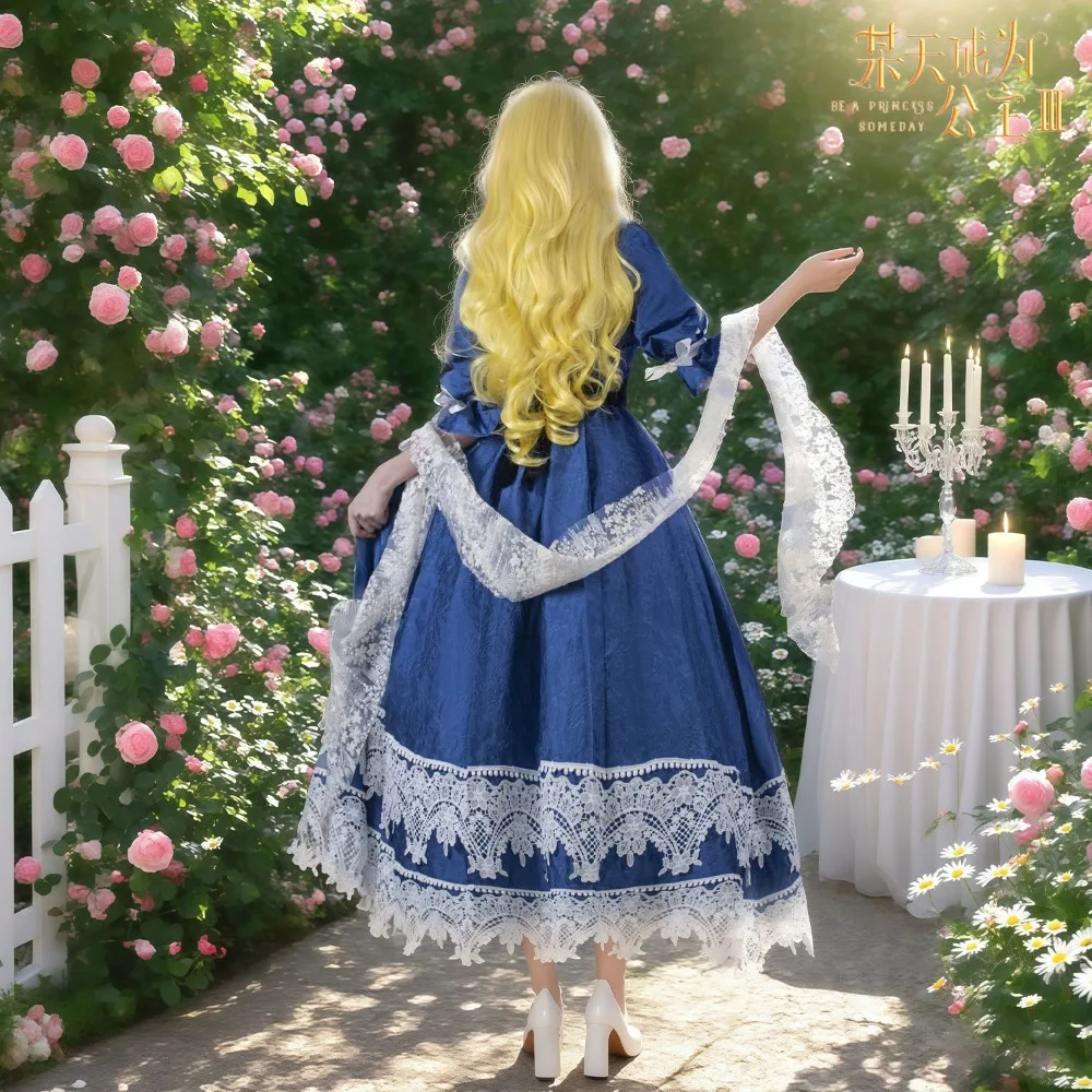 Who Made Me A Princess Athanasia Cosplay Costume Blue Dress Elegant Accessories Wig Halloween Party Performance Outfit view 3