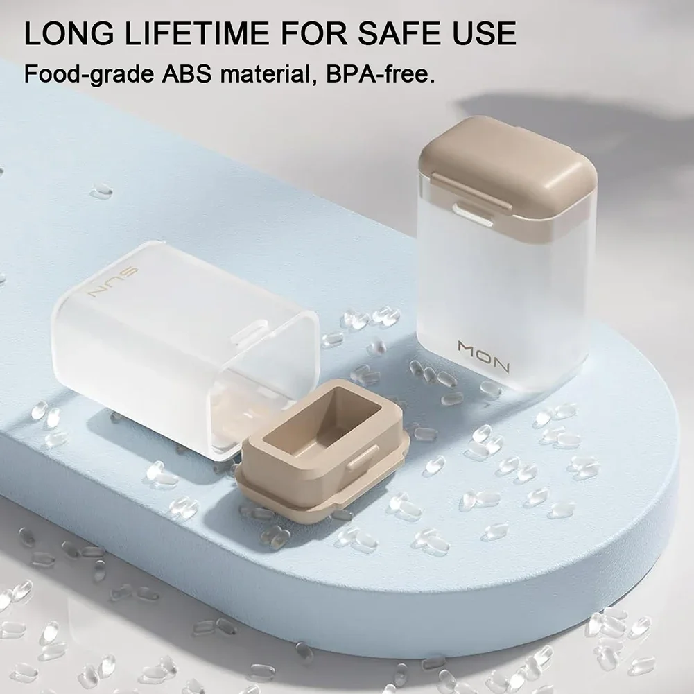 7 Day Weekly Pill Organizer, Magnetic Detachable Travel Pill Box, BPA-Free Plastic Medicine Dispenser with Airtight Silicone