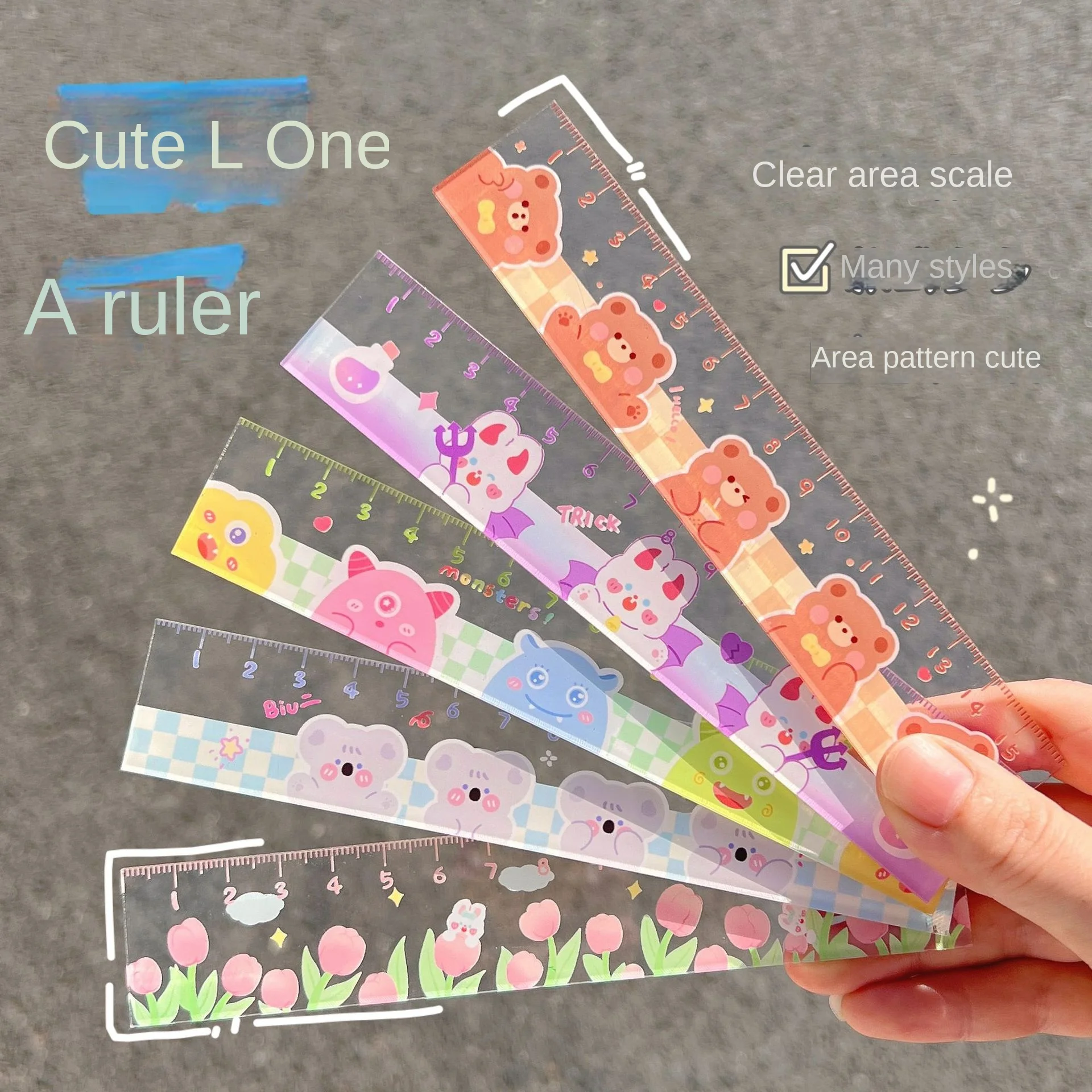 15CM New Cute Kawaii Study Time Color Folding Ruler Multifunction DIY Drawing Rulers For Kids Students Office School Stationery