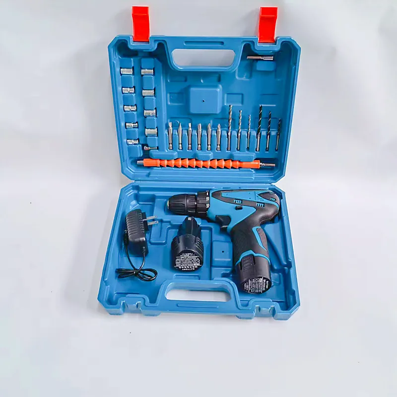 12V Cordless Power Drill Set Electric Drill Power Tools Screwdriver Kit Mini Drill Set Rechargeable with 2 Battery & Tool Box