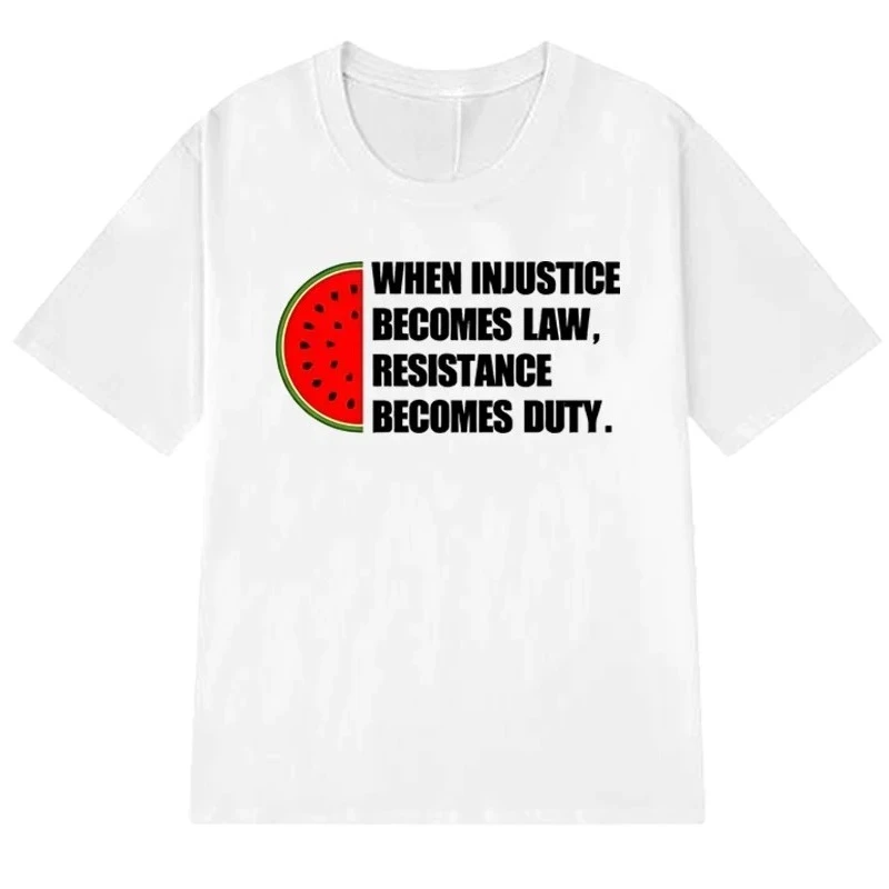 البطيخ رمز الحرية قميص البطيخ العلم تي شيرت الرجال النساء قصيرة الأكمام بلايز المحملة السلام والحب الرجال تي شيرت #2