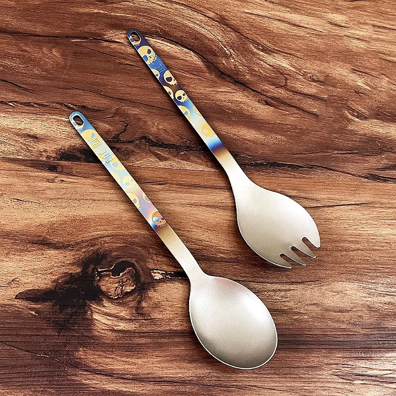 New TA1 Pure Titanium Korean Long Handle Dinner Spoon Soup Coffee Spoon Cutlery