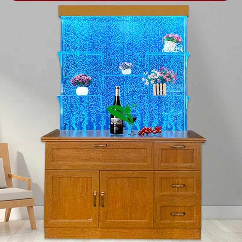 customized.modern home living room furniture house corner LED color changing bar cabinets with bubble wall