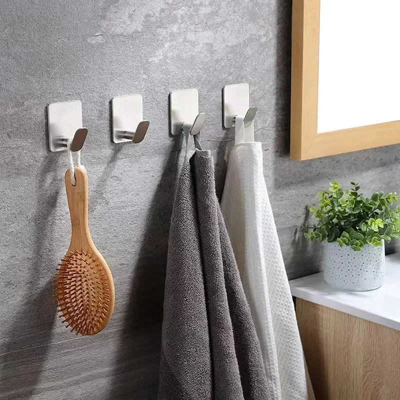 2/1pcs Stainless Steel Bathroom Robe Hooks Adhesive Wall Hook Towel holder Bathroom Kitchen Hardware Multi-Purpose Hanger Hook