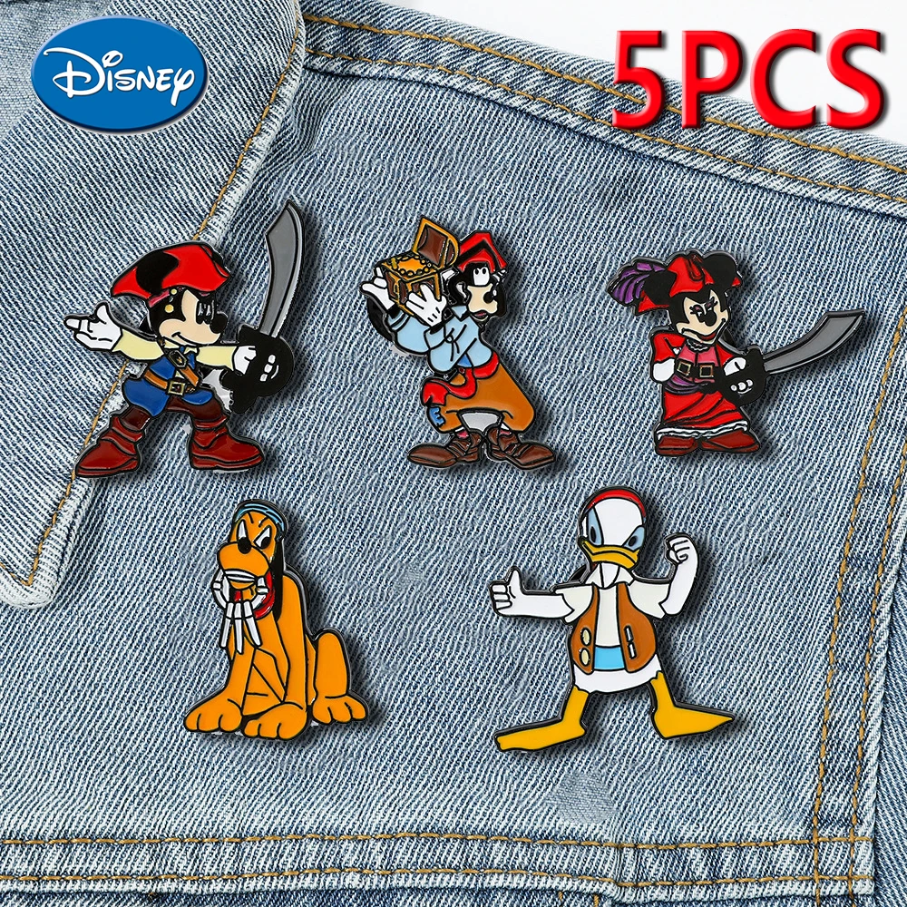 Disney Pirate Enamel Pins Custom Cartoon Donald Duck Mickey Mouse Goofy Character Brooch Lapel Badge Cute Jewelry Gift for Fans