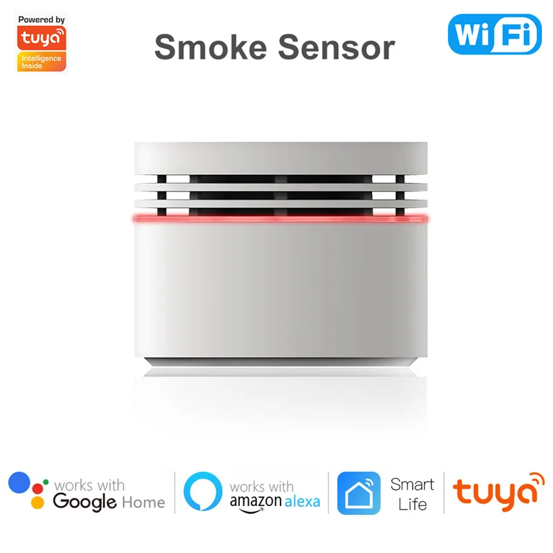 Wifi Smart Rauch Sensor Feuer Alarm Detektor Home Security System Batterie-powered Alarm Drahtlose Tuya Alexa Google Home Sprach