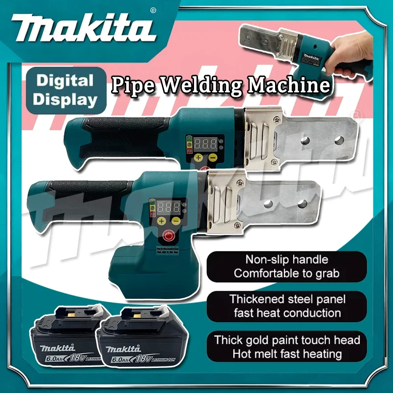 

Аккумуляторный аппарат для сварки труб Makita, паяльник для PPR/PE, нагреватель для пластиковых труб, совместим с аккумулятором Makita 18В