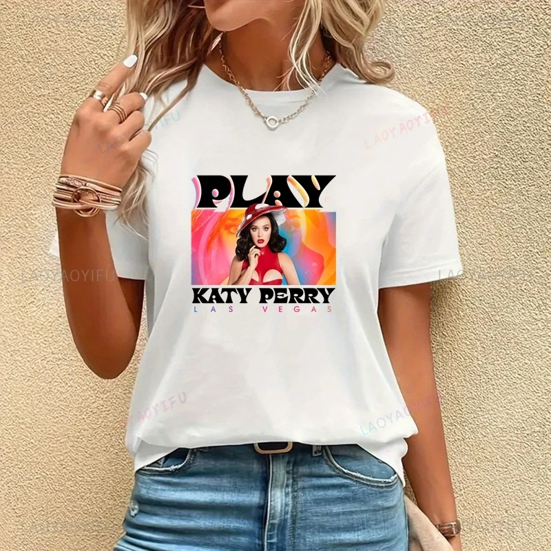 Famous Singer Katy Perry Classic Poster Fashion Print T-shirt, Unisex Casual Streetwear, Spring/summer Top Cotton T-shirt