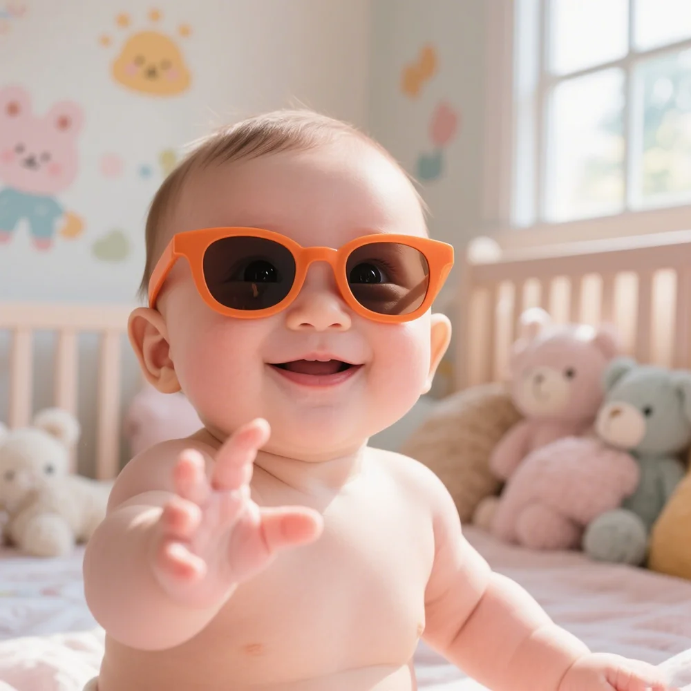 0-24 Months Newborn Baby Bendable Flexible Polarized Sunglasses with Strap Infant Boy Girls Square Silicone Frame UV400 Shades