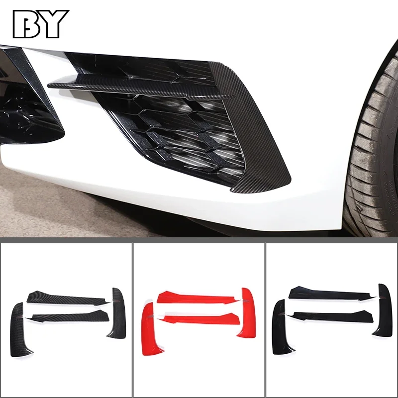 

Car ABS Carbon Fiber Front Bumper Trim Strips Fog Light Cover Trim For Chevrolet Corvette C8 Z51 2020-2023 Accessory
