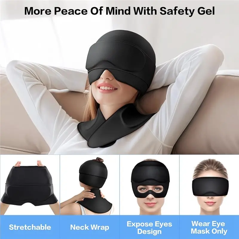 [NEWA66Z!】 Migraine Relief Cap With Neck Ice Pack, Wrap Gel, Ice Eye Masks, Detachable Ice Caps With Eyes, Hot And Cold Therapy