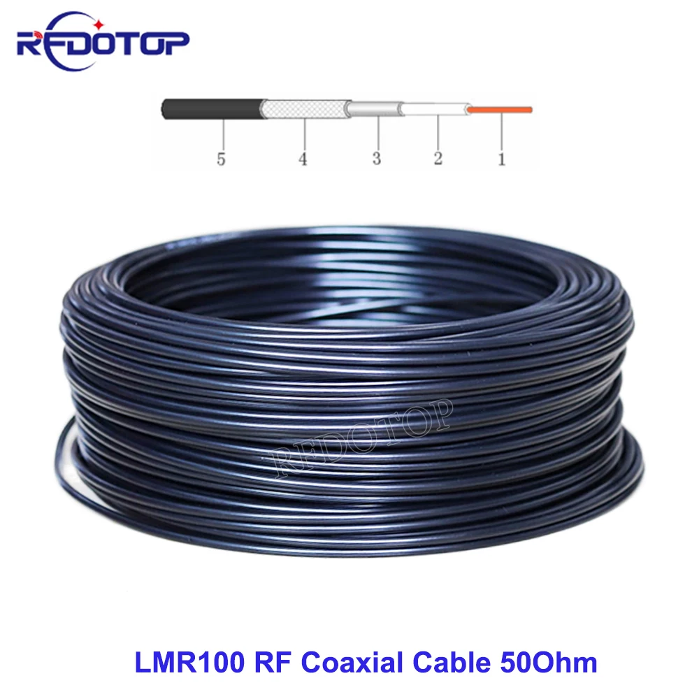 

Black LMR100 RF Coaxial Cable 50 Ohm Low Loss Bare Copper Single Core LMR-100 Cable High Quality Fast Shipping 1M~500M