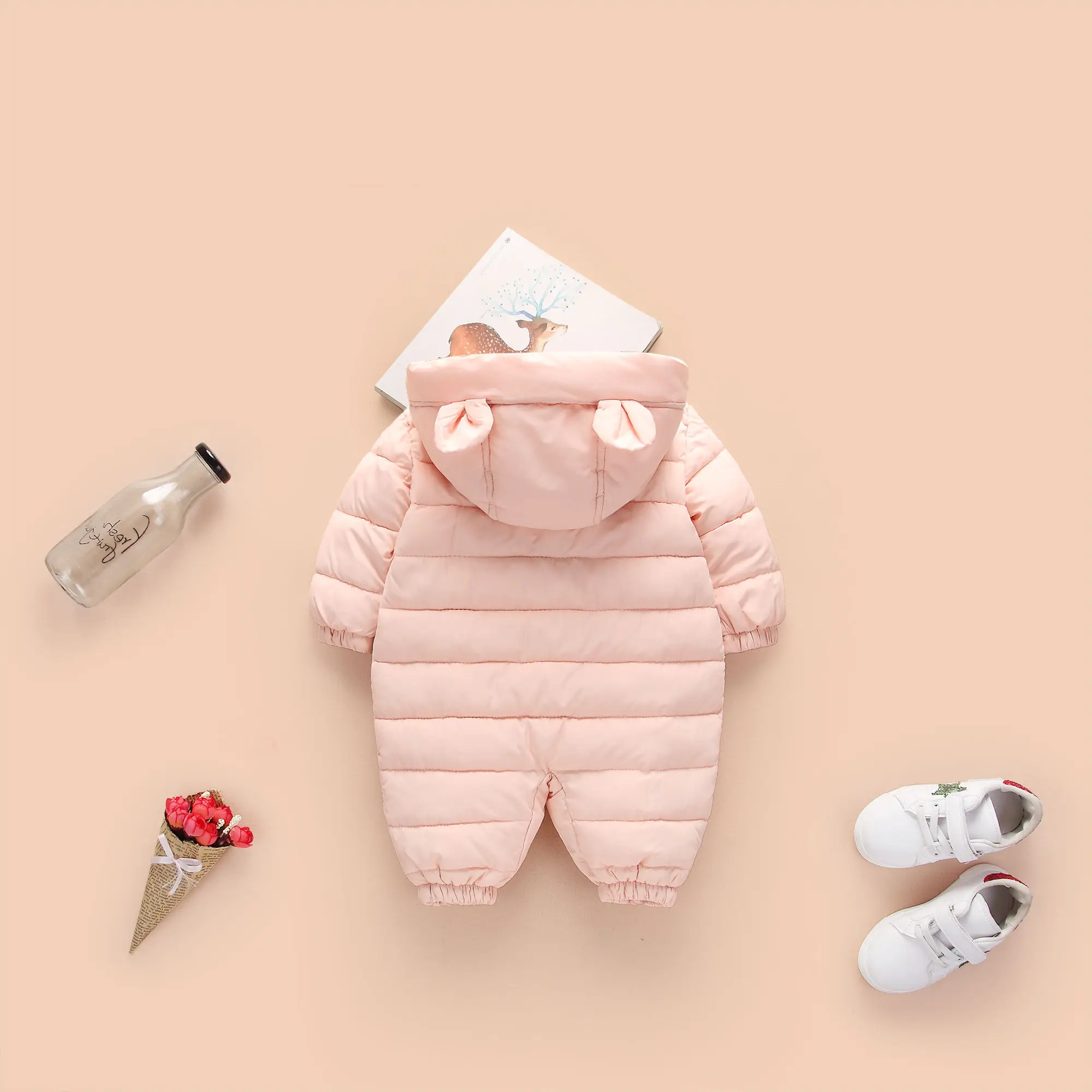 RAISE 2024 Autumn Winter Baby Girls Romper Thick Cartoon Ear Hooded Baby Boys Snowsuit Toddler Cotton Overalls Newborn Jumpsuits