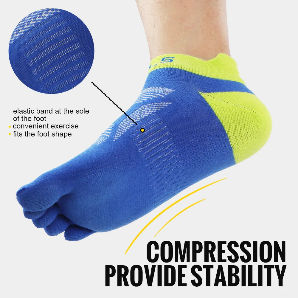 WRELS Toe Socks 5 Finger Athletic Running Low Cut Toe Socks for Men Women Moisture Wicking Quick-Dry Running Five Finger Socks