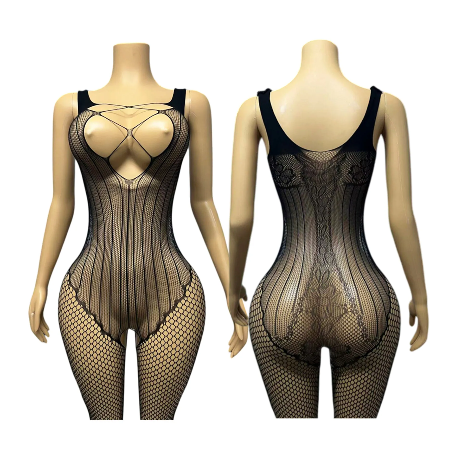 One-Piece Crotchless Bodystocking For Sex Transparent Sexy Lingerie Sexiest Bodysuit Erotic Costumes Open Full Body Underwearr