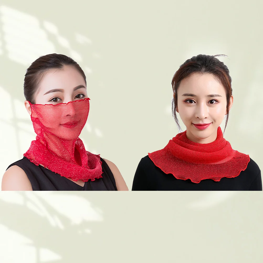 

2Pcs Summer Sun Protection Neck Veil Thin Face Mask Lightweight Bib Scarf for Women Breathable Dust Wind Protection