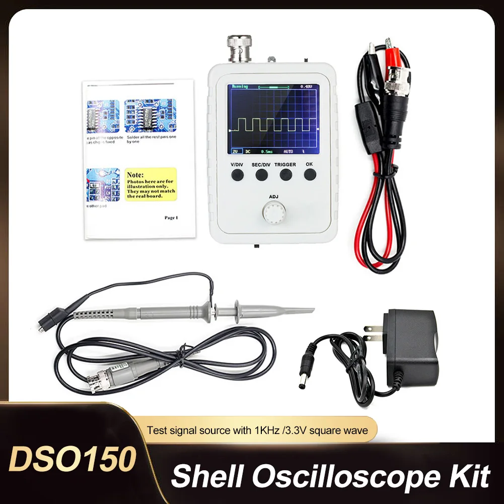 US Plugs DSO150 Digital Handheld Oscilloscope 200kHz Bandwidth 1 Channel 2.4in Display 1MSa/s Support 80KHz PWM Firmware Update