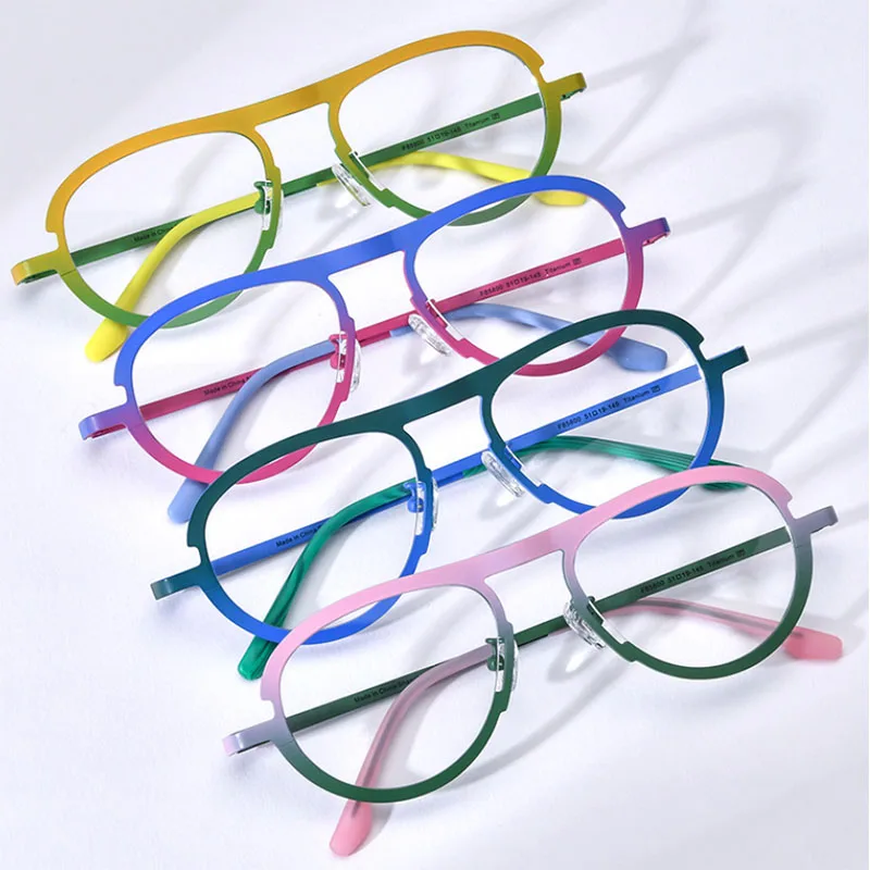 Belight Optical Titanium Combine Color Full Rim Avatior Retro Glasses Prescription Lens Eyeglasses Frame Eyewear 185800