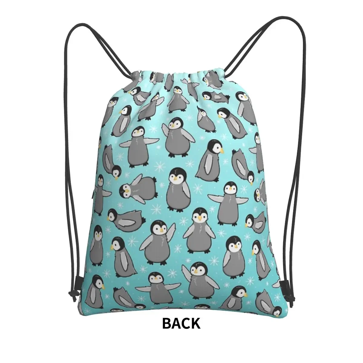 Pinguim Chicks Mochilas Portáteis, Drawstring Bag, Bundle Pocket, Diversos Sacos, Estudantes da escola, Moda