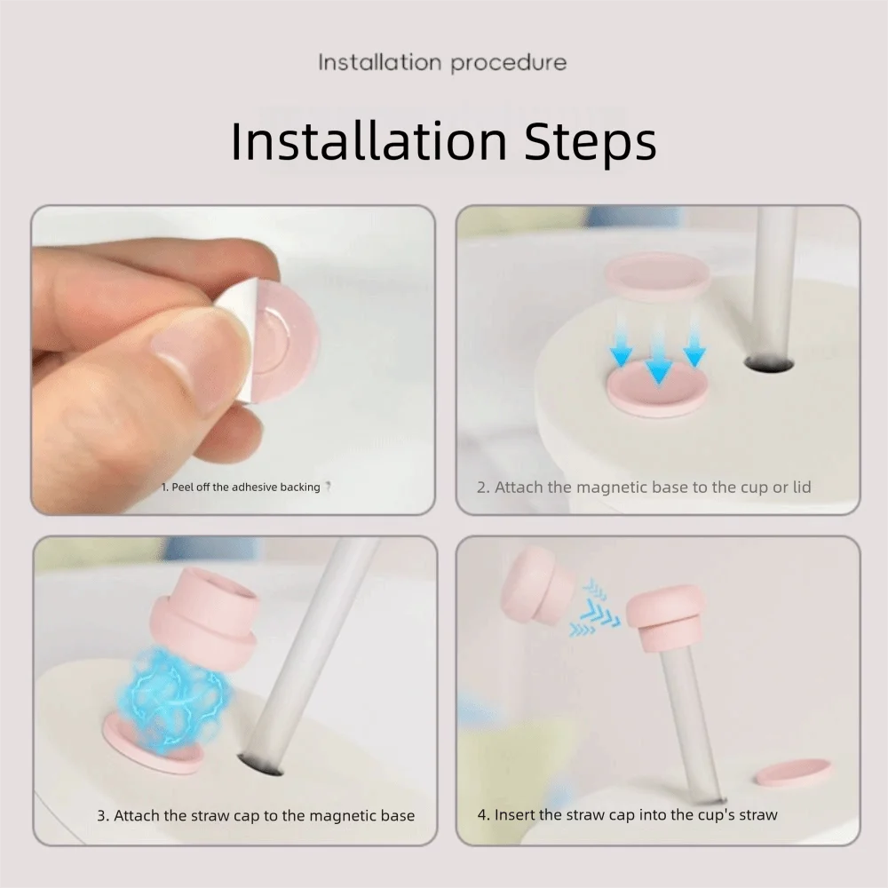 Reusable Magnetic Straw Cap Dust Proof Spill Leak Stopper Straw Topper Accessories 8-10MM Straw Silicone Straw Tips Cover