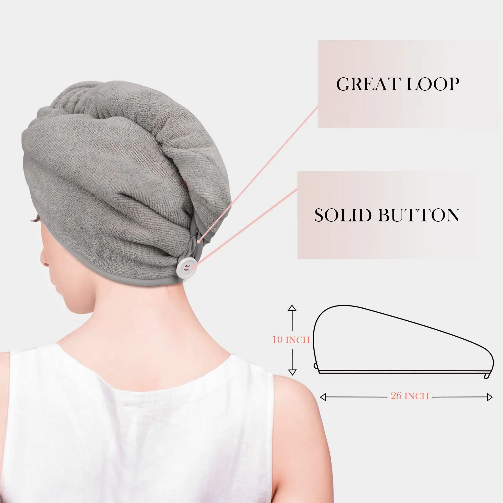 1 pack Microfiber Hair Towel Wrap,Bathroom Essential Accessories | Quick Dry Hair Turban for Drying Curly, Long & Thick Hair