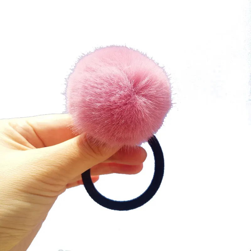 New Elastic Hair Rubber Bands Imitation Rabbit Fur Big Pompom Hair Ring Scrunchies Warm Hair Ties Autumn Hair Accessories