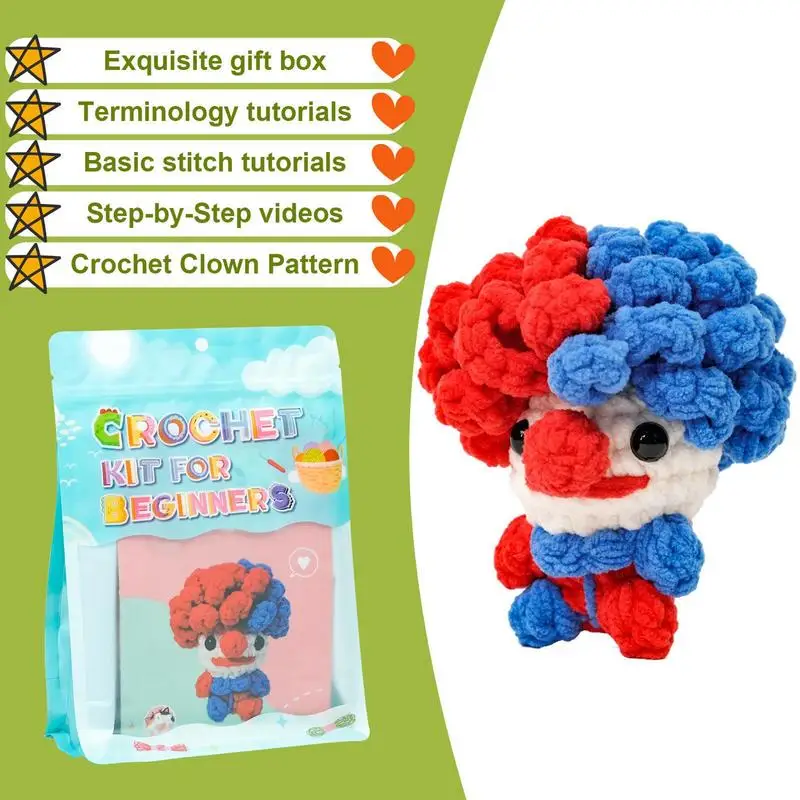 عدة الحياكة للمبتدئين الأحمر والأزرق لطيف الكروشيه عدة مهرج بدء عدة الحرفية الحياكة عدة خطوة بخطوة لوازم الكروشيه مع #5