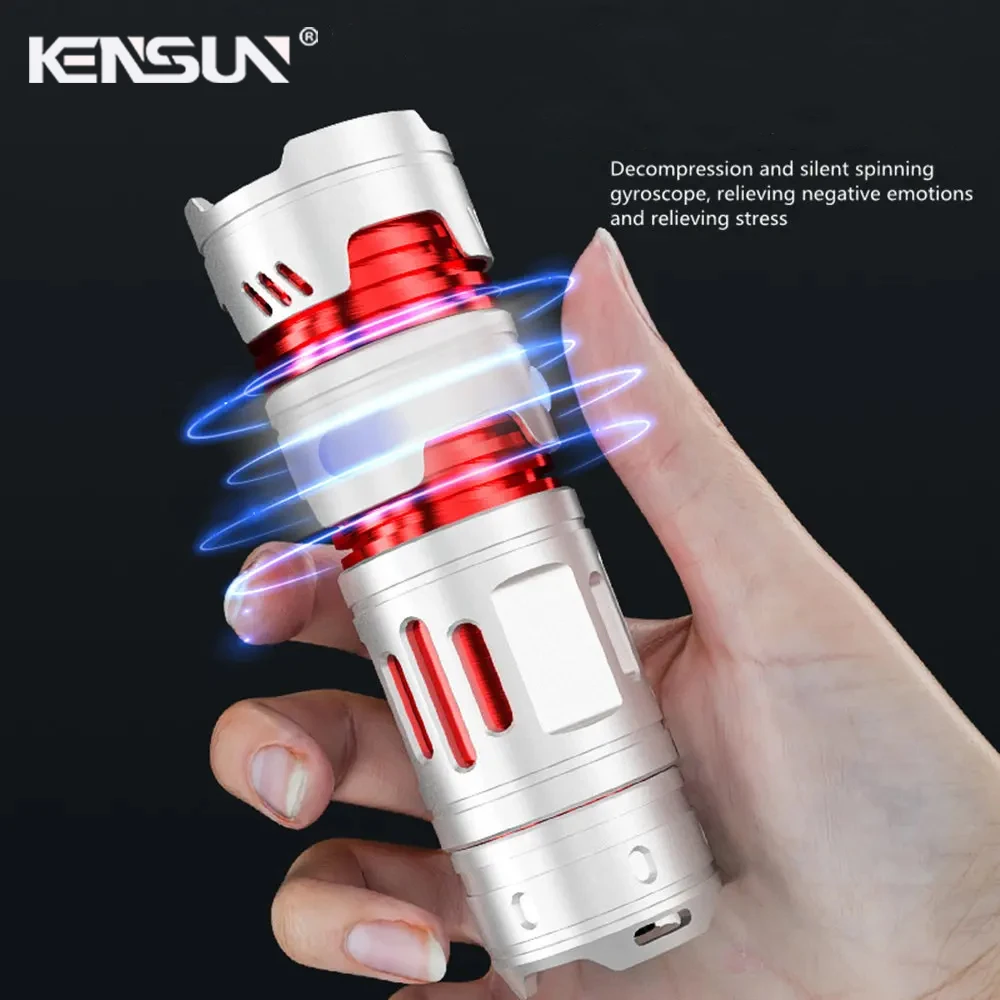 Creative EDC LED Flashlight Type-C Rechargeable With Fidget Spinner For Camping Fishing