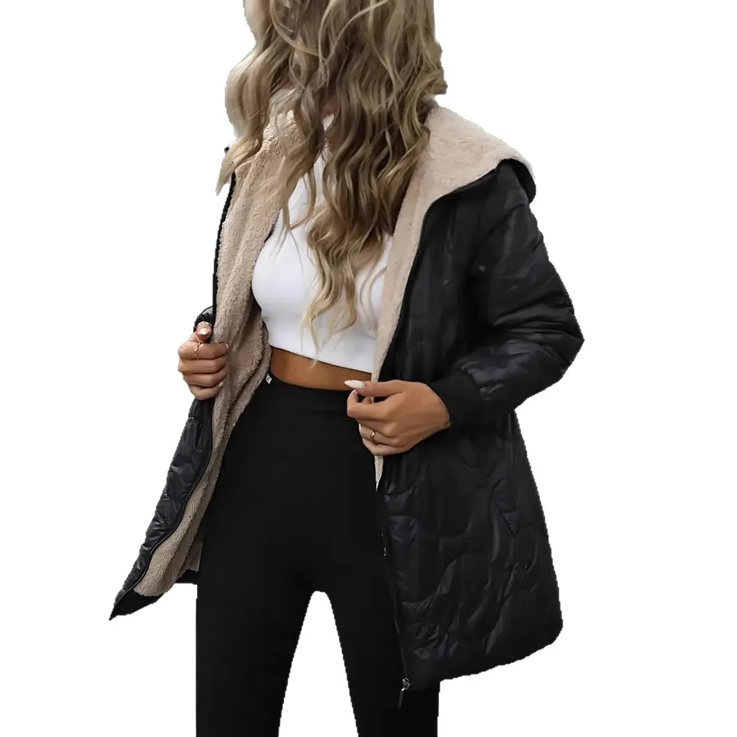 2025年アメリカとヨーロッパの新しいファッション、女性用カラーコード付きカジュアルでトレンディなルーズフード付きジッパー付きルーズパーカー、女性用コート、服、トップス