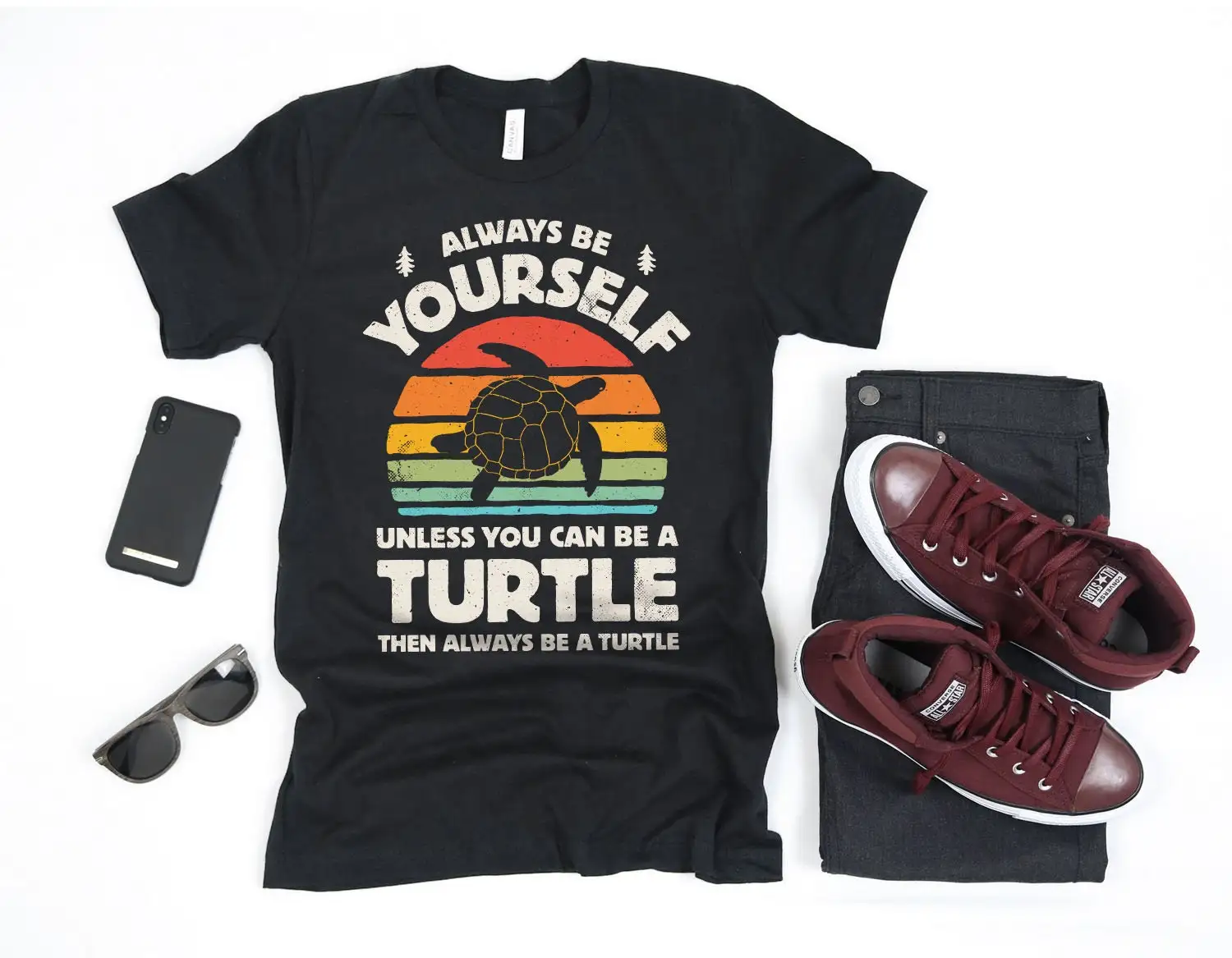 

Футболка Always Be Yourself Turtle SunseT для влюбленных, винтажная ретро-футболка