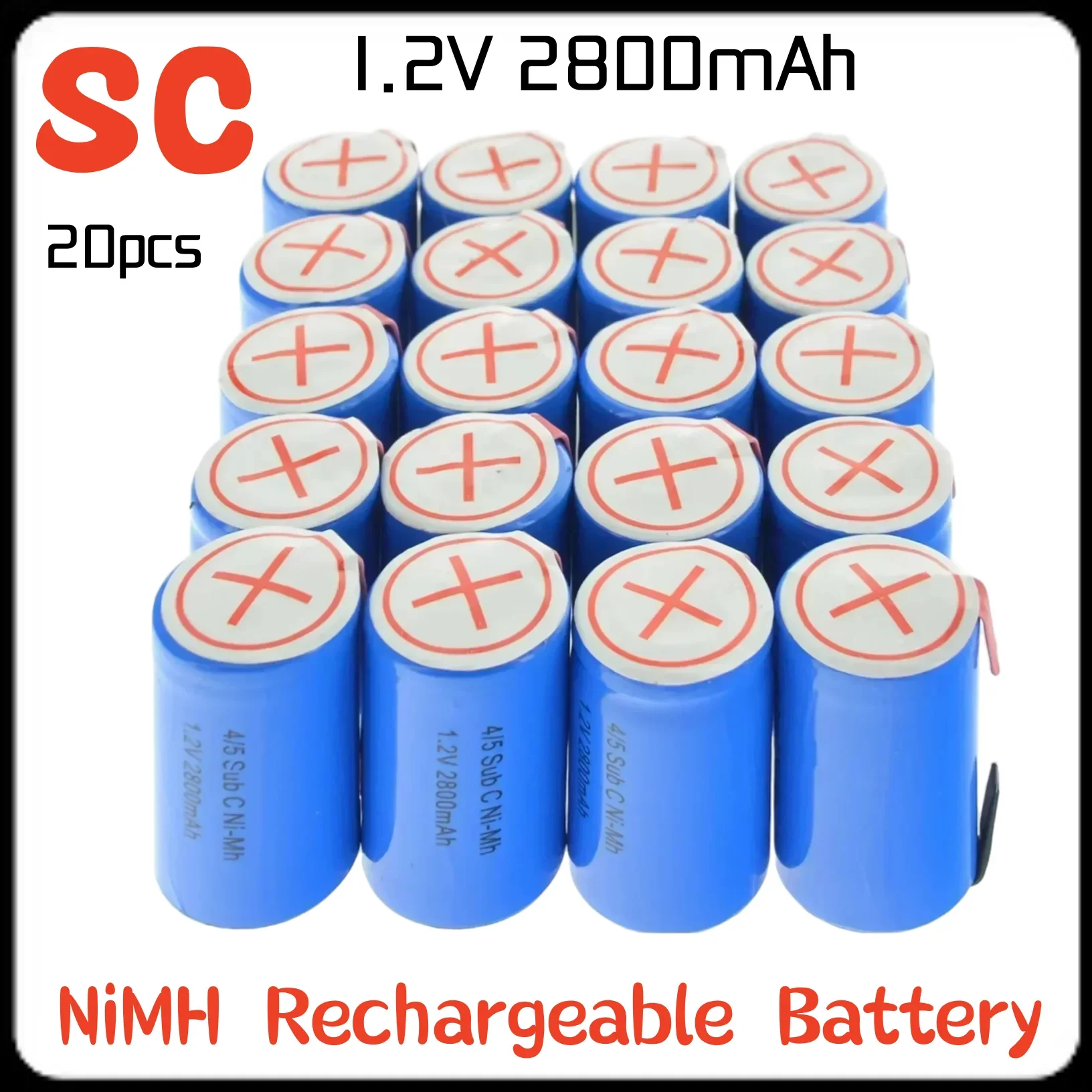 2024 High Quality 4/5SC SC Sub C Li Po Lithium Battery 1.2V 2800Mah Rechargeable NiMH Battery with Solder Rod