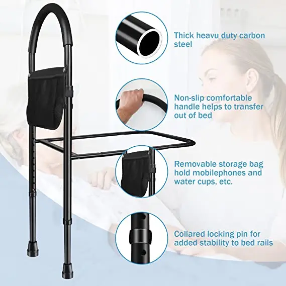 درابزين سرير قابل للتعديل مع جيب تخزين لكبار السن عالي الجودة #5