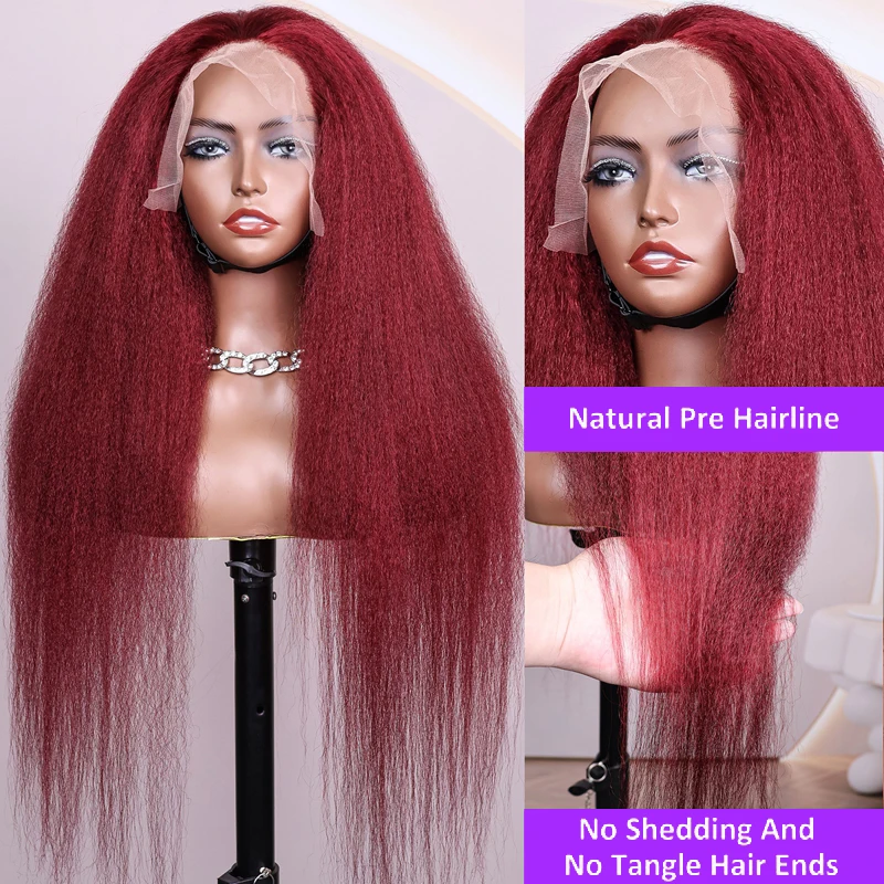 99J بورجوندي غريب مستقيم 13x6 الدانتيل الباروكة الأمامية 99J بورجوندي 13x4 الدانتيل أمامي خصلات الشعر المستعار الإنسان للنساء النبيذ الأحمر شعر ريمي