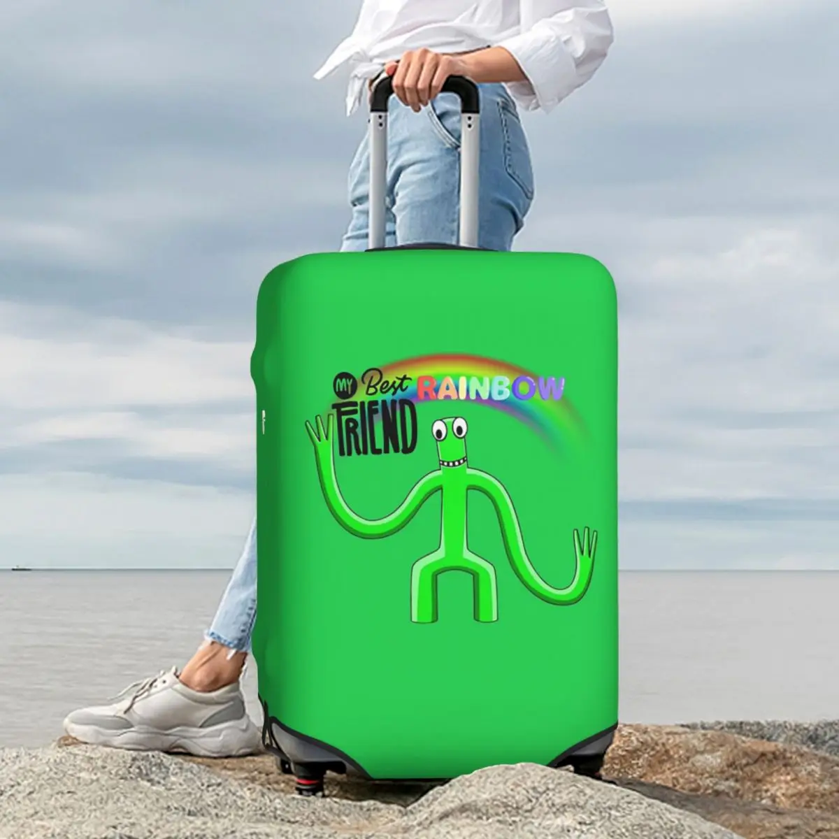 

Rainbow Friends Characters Suitcase Cover Protection Elastic Travel Luggage Protector Covers for 18-32 Inch